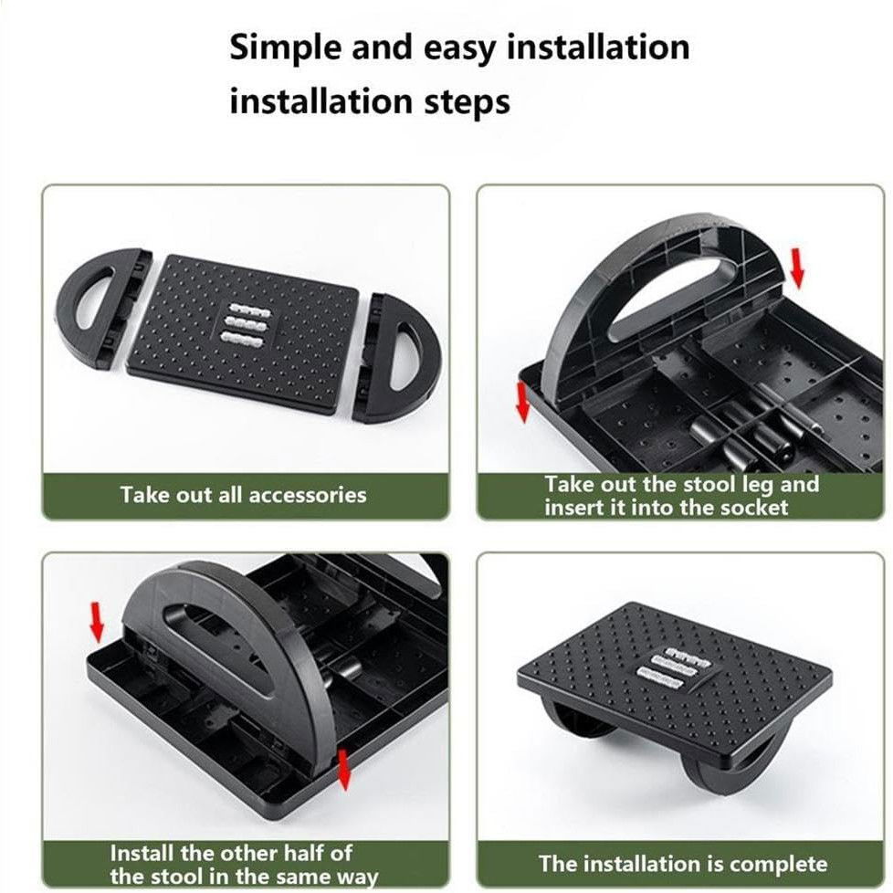 Suport Ergonimic pentru Picioare, Flippy, Plastic, cu Role de Masaj pentru Talpi, pentru Birou, Usor de Transportat, Detasabil, 33.5x24x12 cm, Negru [4]