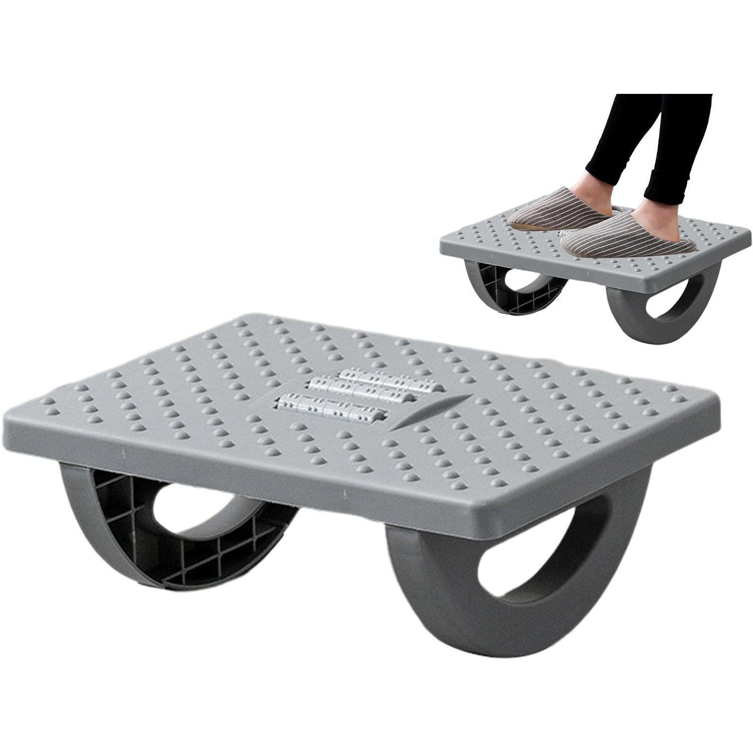 Suport Ergonimic pentru Picioare, Flippy, Plastic, cu Role de Masaj pentru Talpi, pentru Birou, Usor de Transportat, Detasabil, 33.5x24x12 cm, Gri [5]