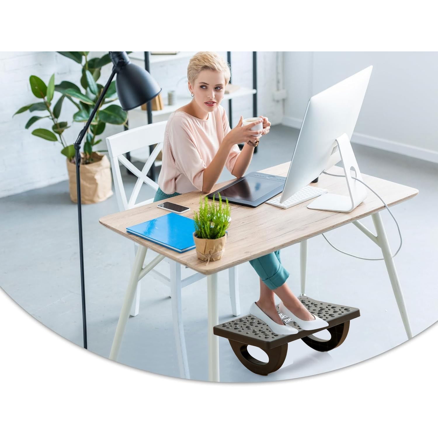 Suport Ergonimic pentru Picioare, Flippy, Plastic, cu Role de Masaj pentru Talpi, pentru Birou, Usor de Transportat, Detasabil, 33.5x24x12 cm, Negru [5]