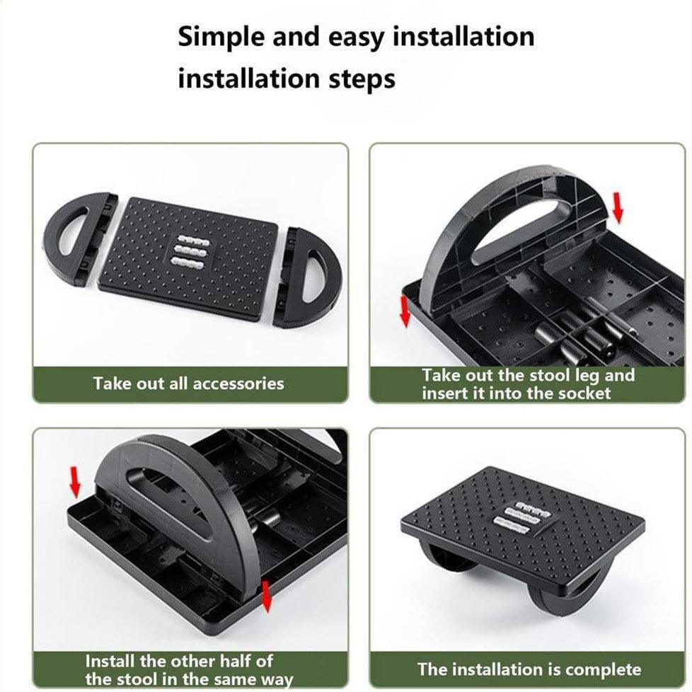 Suport Ergonimic pentru Picioare, Flippy, Plastic, cu Role de Masaj pentru Talpi, pentru Birou, Usor de Transportat, Detasabil, 33.5x24x12 cm, Negru [3]