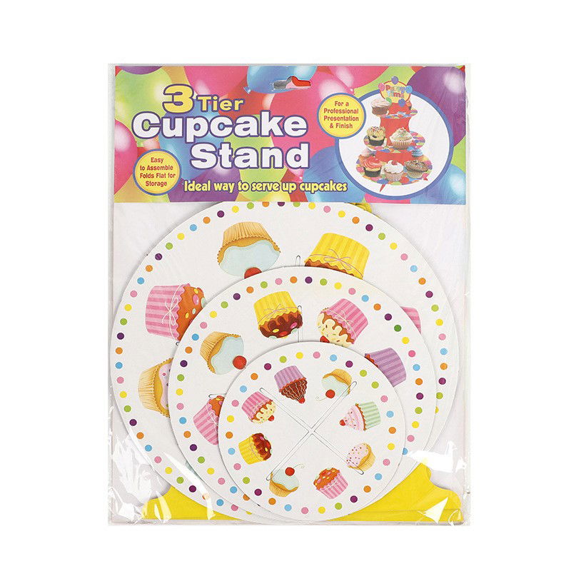 Suport Prajituri, Flippy, 3 Etaje, Design de Petrecere, pentru Prajituri, Candy Bar, din Carton, Galben/Multicolor [3]