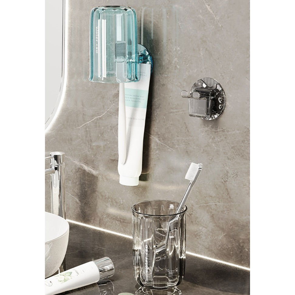 Suport Multifunctional 2 in 1, Pahar si Suport pentru Periuta de Dinti, Flippy, Plastic, Dimensiune: 10.4 x 7.3 x 7.3 cm, Albastru [5]