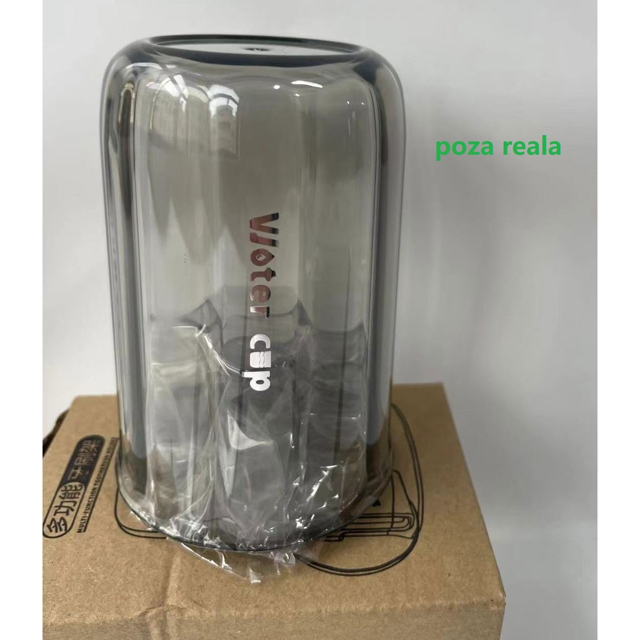 Articole pentru baie - Suport Multifunctional 2 in 1, Pahar si Suport pentru Periuta de Dinti, Flippy, Plastic, Dimensiune: 10.4 x 7.3 x 7.3 cm, Gri