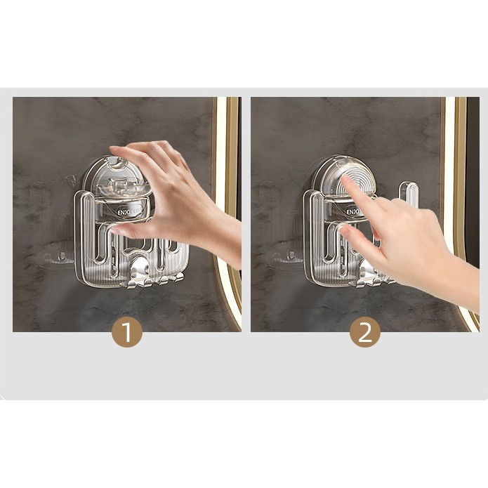 Suport Multifunctional Dublu, Pahar si Suport pentru Periuta de Dinti, Flippy, Plastic, 11 cm x 11.5 cm, Gri [5]