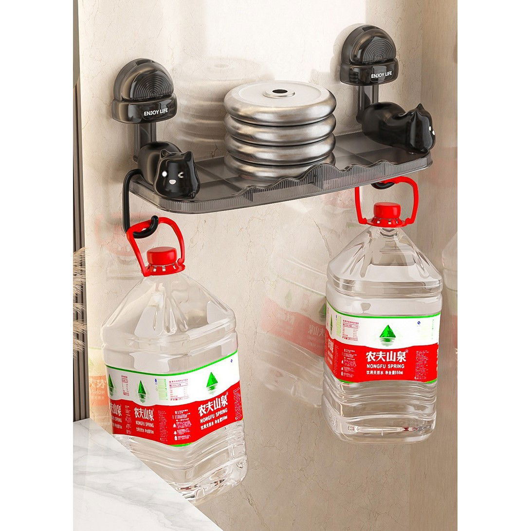 Suport pentru Baie, Flippy, Montare pe Perete, Model Pisicute, ABS, Adeziv, Raft pentru Depozitare, 33.4x17.7 cm, Negru [5]