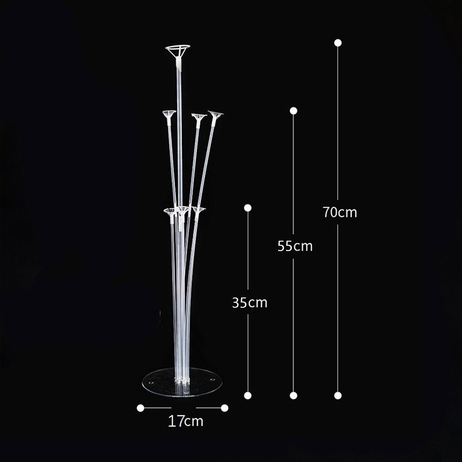 10 - 25 LEI - Suport pentru Baloane, Flippy, cu Trei Straturi, pentru 7 Baloane, 70 cm, Transparent