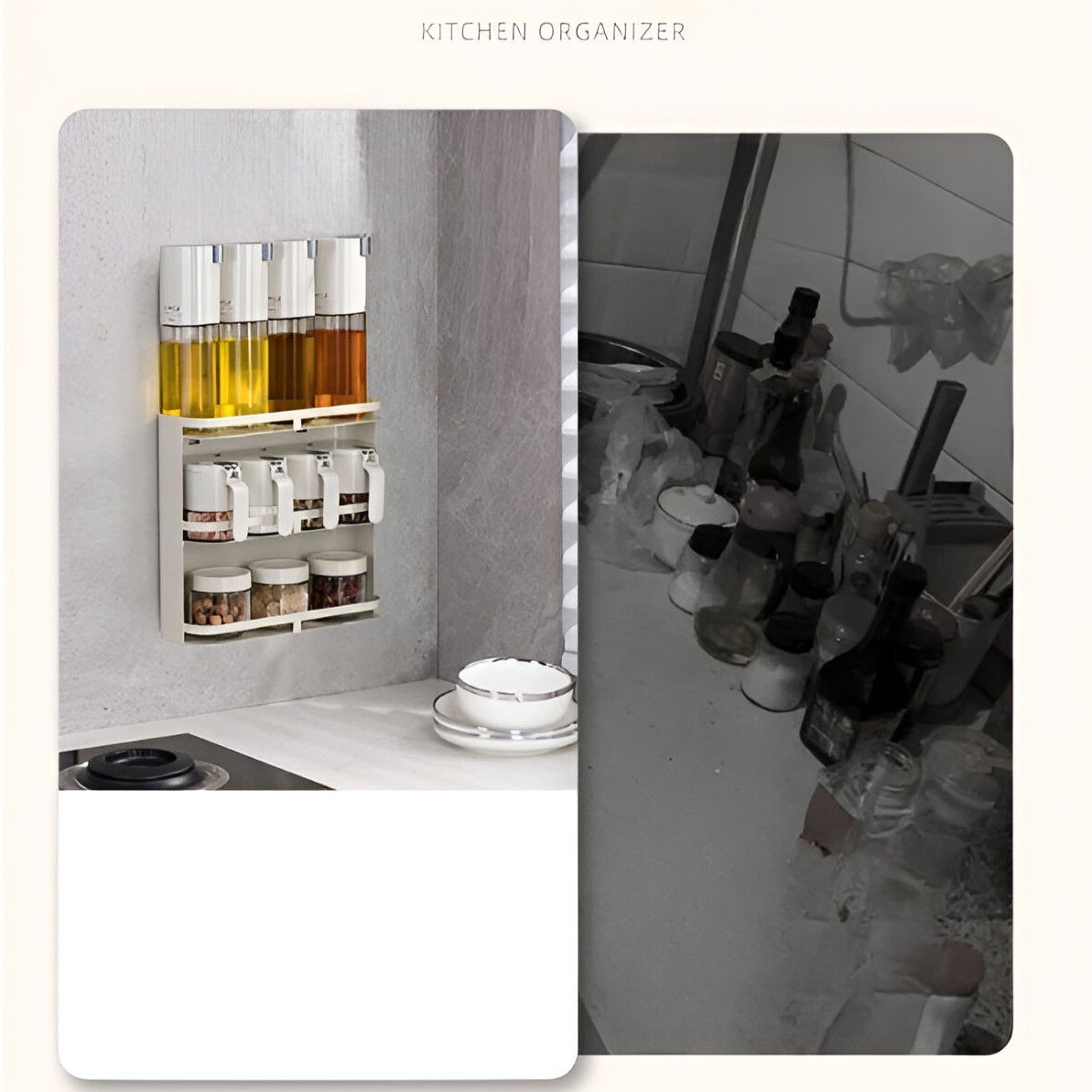 Suport pentru Depozitare Condimente, Ulei, Otet, Flippy, Montare pe Perete din 12 Piese, Uz Casnic, pentru Bucatarie, 31 x 13.5 x 50.4cm, Alb [4]