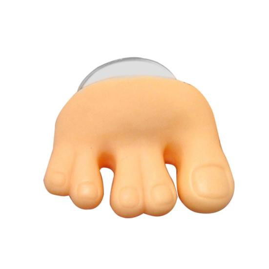 Pentru casa - Suport de Baie, Flippy, Multifunctional, pentru Periute/Cabluri, din PVC, cu Ventuza, Model Picior, 4 x 6.5 cm, Crem