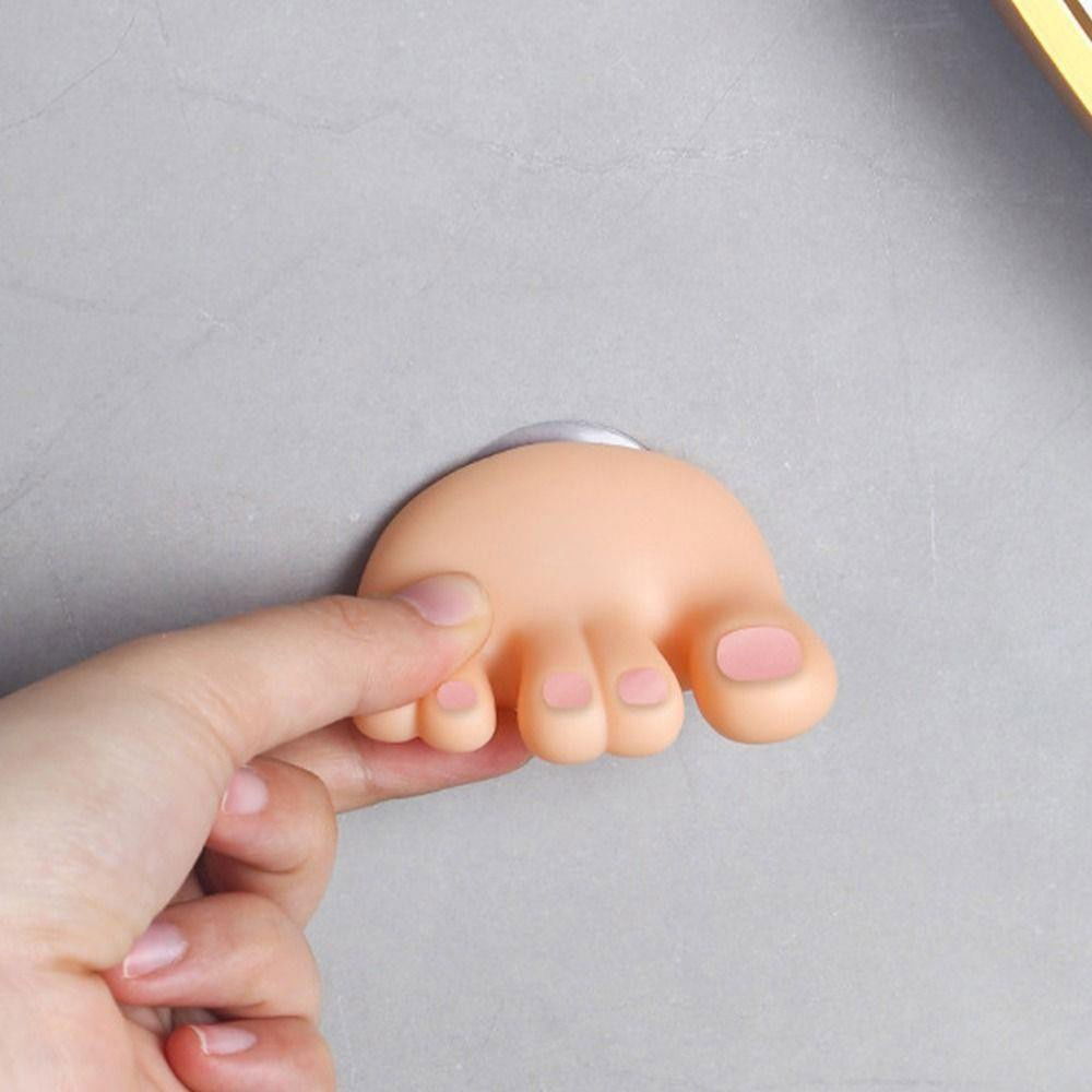 Suport de Baie, Flippy, Multifunctional, pentru Periute/Cabluri, din PVC, cu Ventuza, Model Picior, 4 x 6.5 cm, Crem [3]