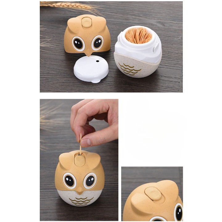 Suport pentru Scobitori, Flippy, Model Bufnita, Multifunctional, 8.3x7.8 cm, Portocaliu [5]