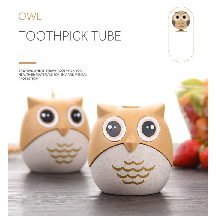 Suport pentru Scobitori, Flippy, Model Bufnita, Multifunctional, 8.3x7.8 cm, Portocaliu [5]