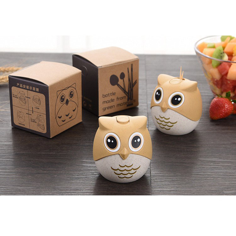 Suport pentru Scobitori, Flippy, Model Bufnita, Multifunctional, 8.3x7.8 cm, Portocaliu [8]