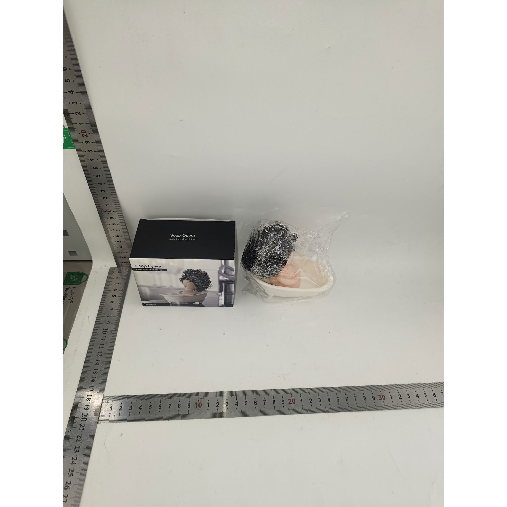 Suport pentru Spalat Vase, Flippy, pentru Burete/Sarma, Model Cada, Alb/Bej [9]