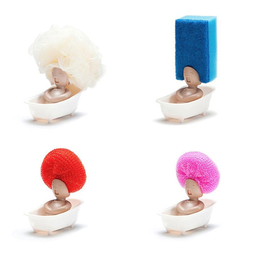 Pentru casa - Suport pentru Spalat Vase, Flippy, pentru Burete/Sarma, Model Cada, Alb/Bej