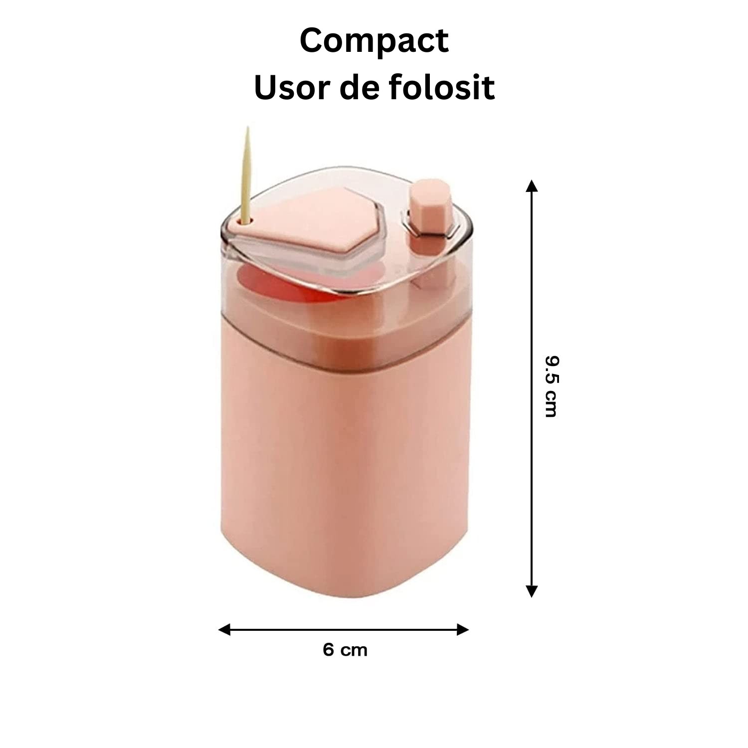 Suport Scobitori, Flippy, Automat, cu Buton si Capac, din PP, 9.5x6 cm, Roz [3]