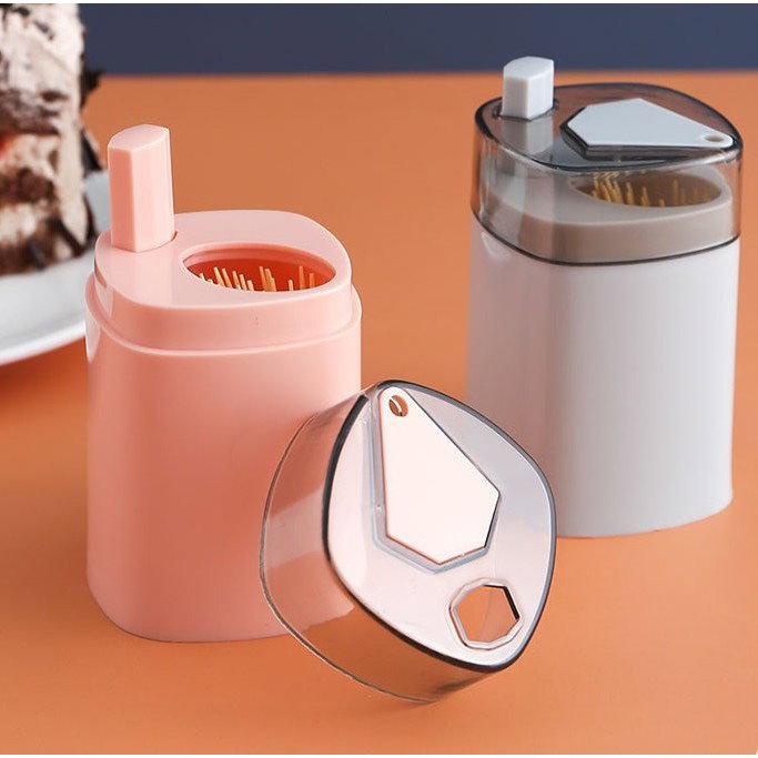 Suport Scobitori, Flippy, Automat, cu Buton si Capac, din PP, 9.5x6 cm, Roz [6]