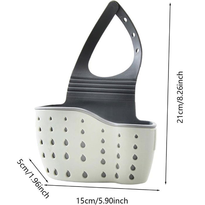 Pentru casa - Suport Scurgere pentru Burete si Laveta de Vase Bucatarie, Flippy, Verde, Curea Reglabila, Plastic Flexibil, 15x 5x 21cm