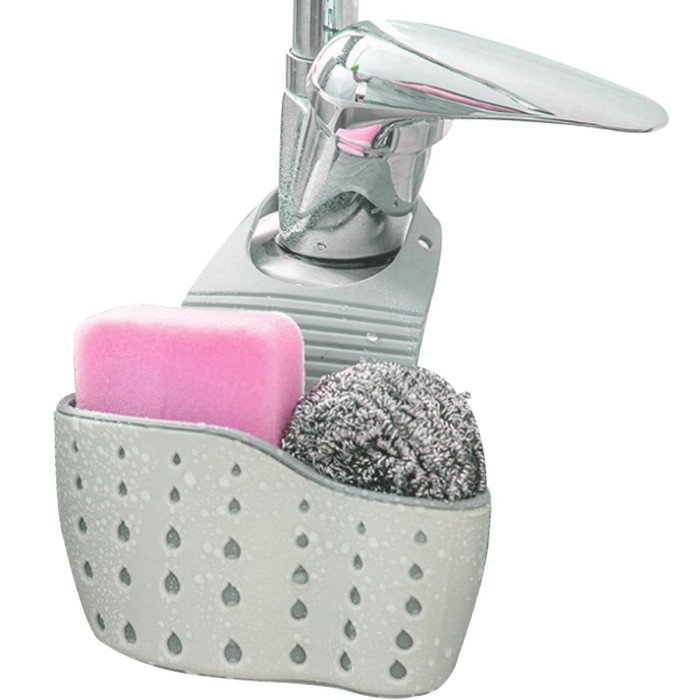 Suport Scurgere pentru Burete si Laveta de Vase Bucatarie, Flippy, Verde, Curea Reglabila, Plastic Flexibil, 15x 5x 21cm [5]