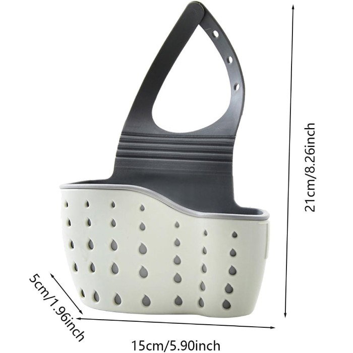 TeoMarket - Suport Scurgere pentru Burete si Laveta de Vase Bucatarie, Flippy, Verde, Curea Reglabila, Plastic Flexibil, 15x 5x 21cm