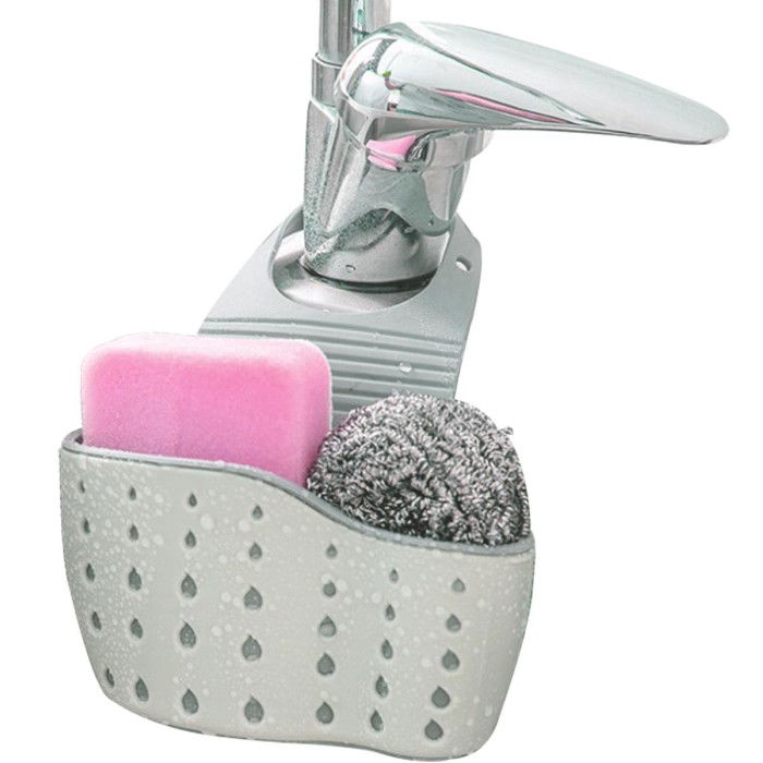 Suport Scurgere pentru Burete si Laveta de Vase Bucatarie, Flippy, Verde, Curea Reglabila, Plastic Flexibil, 15x 5x 21cm [5]