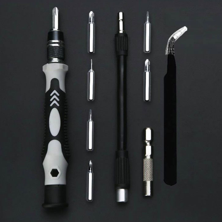 Surubelnite pentru Reparea Telefoanelor, Flippy, Set 115-in-1 Cromate, Demontarea Repararea Ceasurilor, Electronicelor Mici, Maner detalii Albe, 18 x 11 x 6 cm, Negru [7]