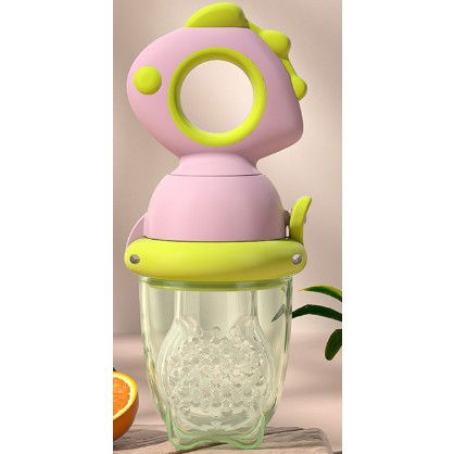 Suzeta pentru Fructe, Flippy, pentru Bebelusi, din Silicon Alimentar, +4 Luni, 2 mm Grosime Gauri Tetina, 12.4 x 5.1 x 4.7 cm, Roz/Verde [6]