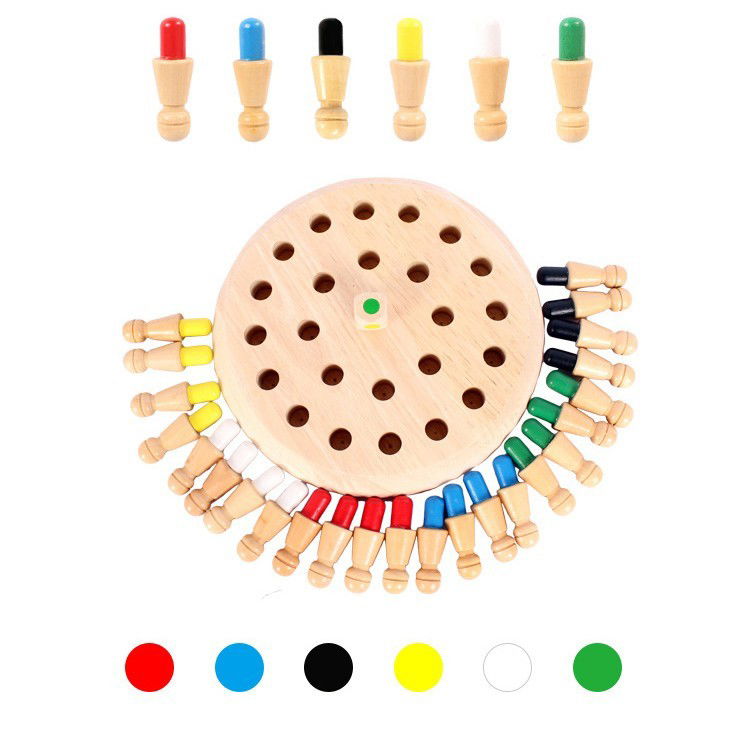 Jucarii interactive - Joc de Memorie, Flippy, pentru Toata Familia, din Lemn, Diametru Tabla de Joc 16 cm, Interactiva, +4 Ani, 6 Culori, Multicolor