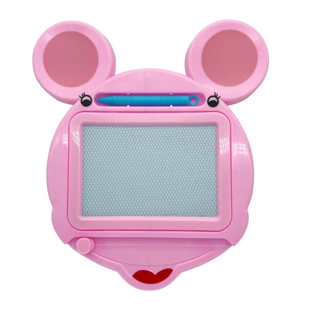 Jucarii Creative - Tabla Magnetica pentru desen Flippy, Pix, forma Soricel, dimensiuni 23x26.5 cm, Dezvolta Creativitatea, Roz