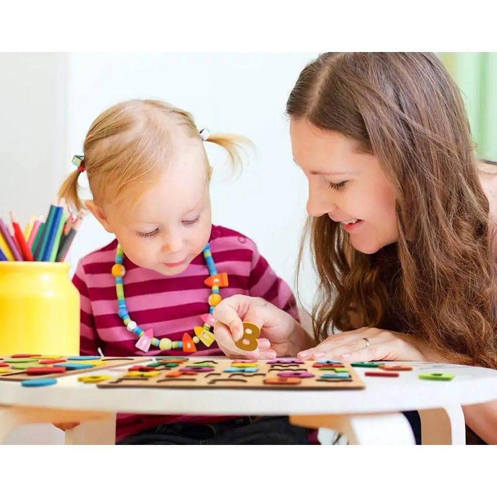 Tabla Montessori, Flippy, din Lemn, Educatie Timpurie Cifre, 25 Piese Lemn, +18 Luni, 20 x 20 cm, Vopsea pe Baza de Apa, Multicolor [4]