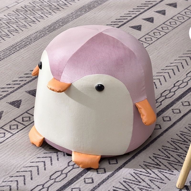 Taburet Pentru Copii, Flippy, Cadru din Lemn Masiv, 25 x 29 x 29 cm, Perna de Burete Elastica si Maner de Transport, in Forma de Pinguin, Roz [8]