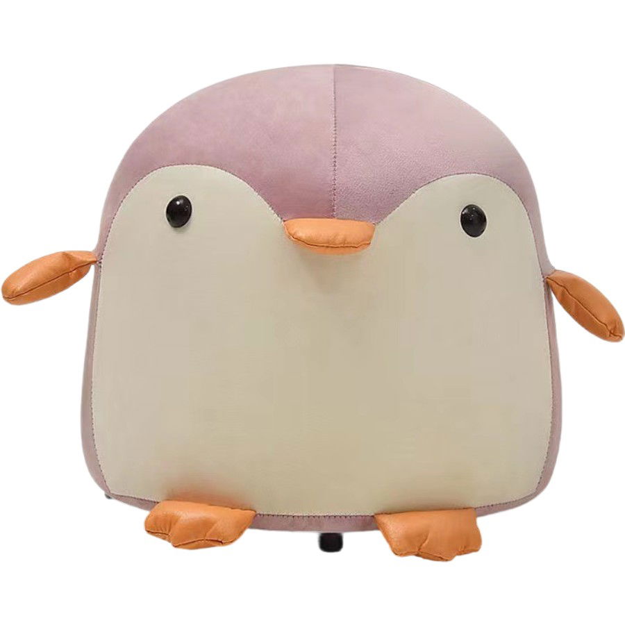 Articole pentru copii - Taburet Pentru Copii, Flippy, Cadru din Lemn Masiv, 25 x 29 x 29 cm, Perna de Burete Elastica si Maner de Transport, in Forma de Pinguin, Roz