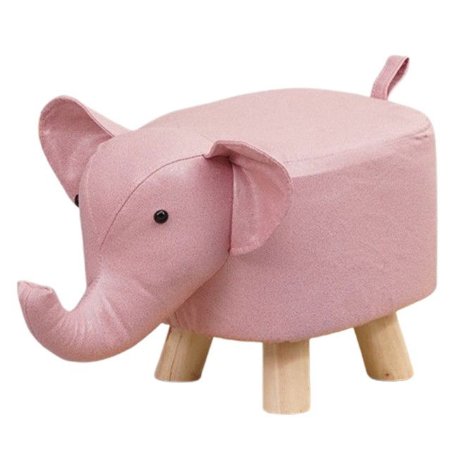 Casa si Bricolaj - Taburet pentru Copii, Flippy, Scaun Tip Taburet, Model Elefant, din Lemn Masiv, Scaun pentru Copii, 30 x 25 x 25 cm, Roz