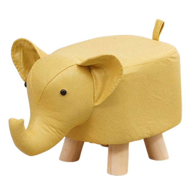 Casa si Bricolaj - Taburet pentru Copii, Flippy, Scaun Tip Taburet, Model Elefant, din Lemn Masiv, Scaun pentru Copii, 30 x 25 x 25 cm, Galben