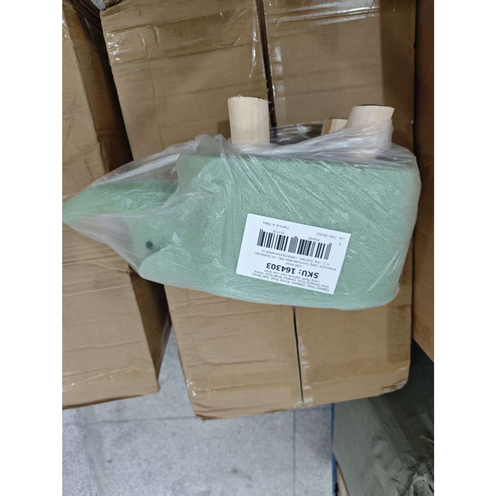 Taburet pentru Copii, Flippy, Scaun Tip Taburet, Model Elefant, din Lemn Masiv, Scaun pentru Copii, 30 x 25 x 25 cm, Verde [3]