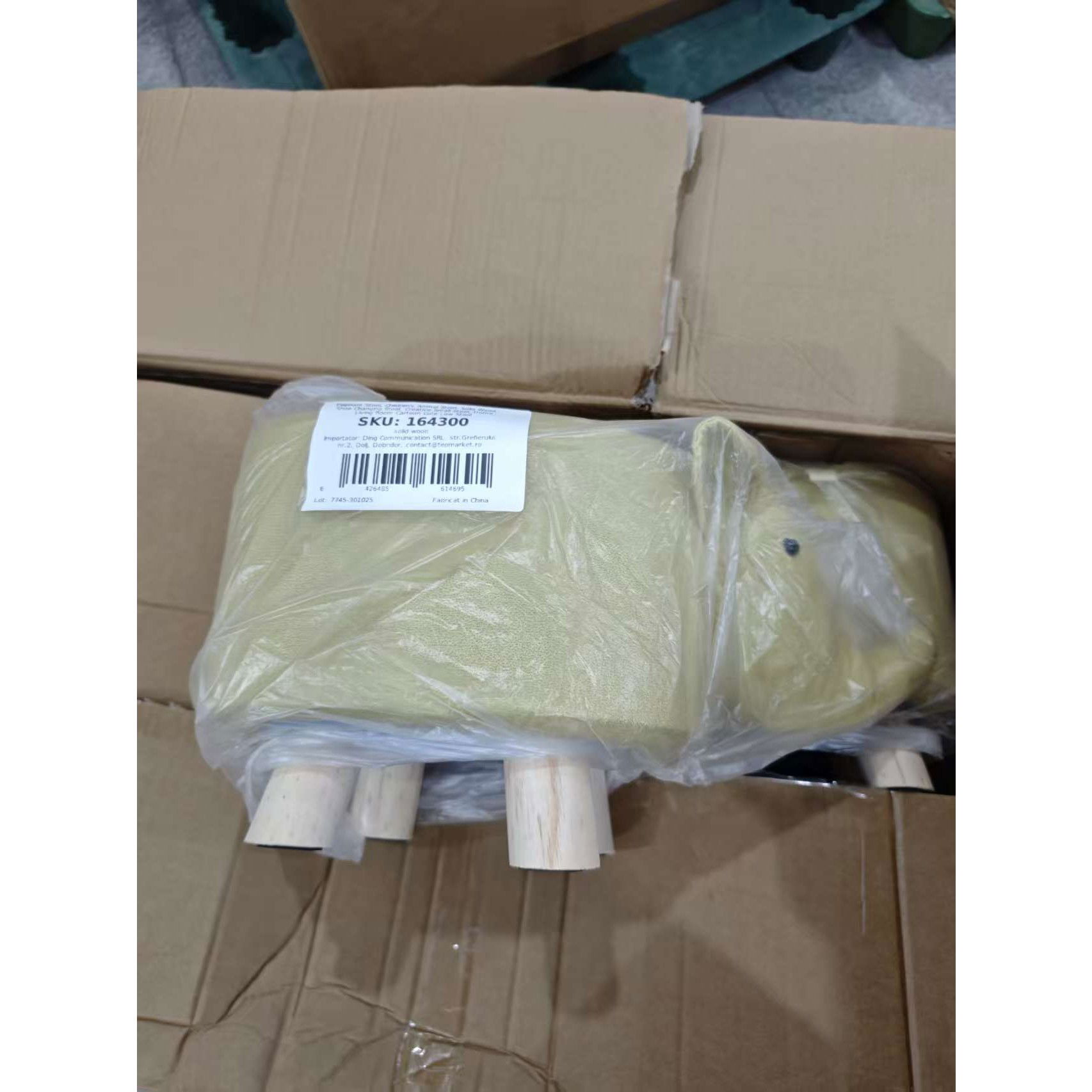 Taburet pentru Copii, Flippy, Scaun Tip Taburet, Model Elefant, din Lemn Masiv, Scaun pentru Copii, 30 x 25 x 25 cm, Galben [3]