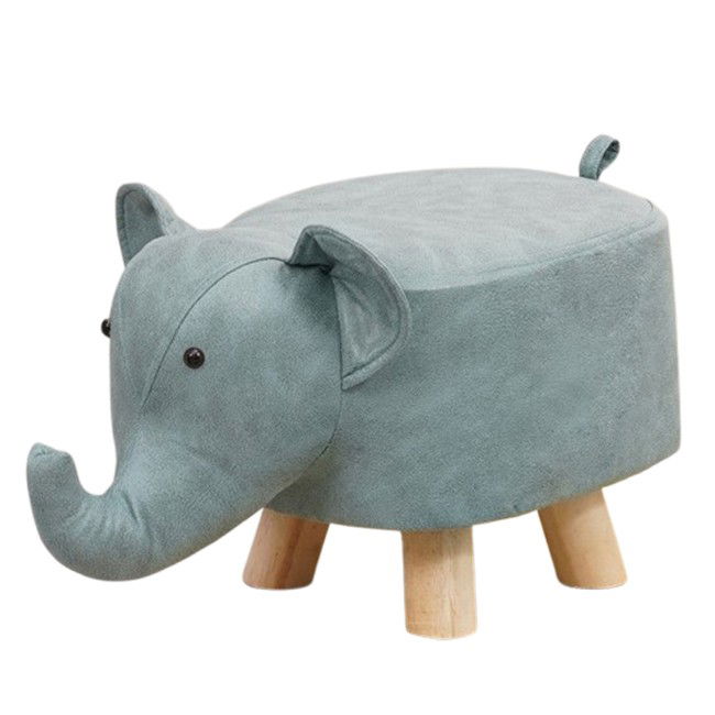 Casa si Bricolaj - Taburet pentru Copii, Flippy, Scaun Tip Taburet, Model Elefant, din Lemn Masiv, Scaun pentru Copii, 30 x 25 x 25 cm, Albastru