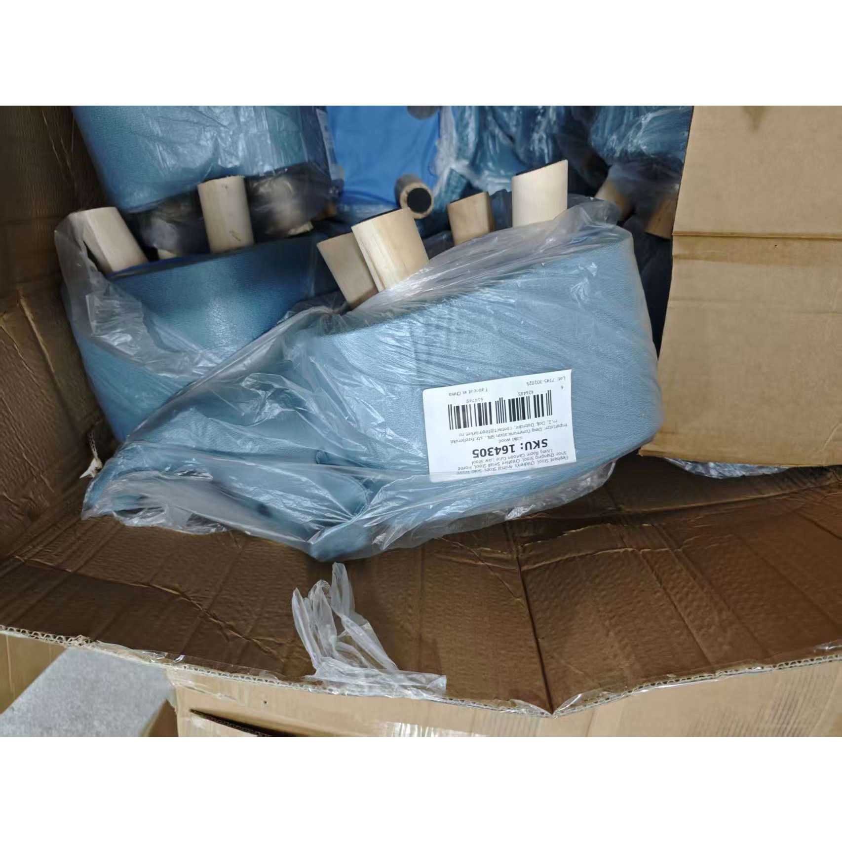 Taburet pentru Copii, Flippy, Scaun Tip Taburet, Model Elefant, din Lemn Masiv, Scaun pentru Copii, 30 x 25 x 25 cm, Albastru deschis [3]