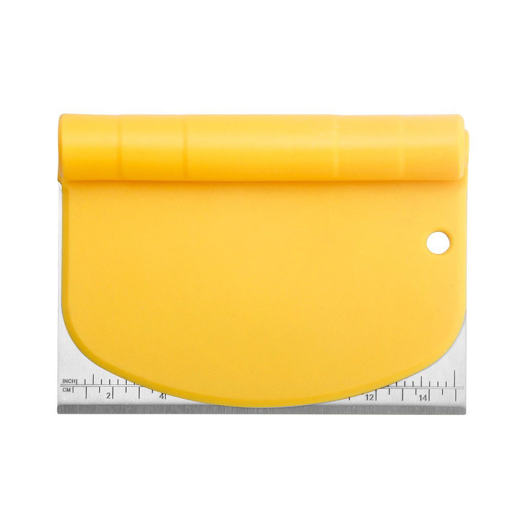 Pentru casa - Taietor aluat 15 x 10.5 cm Flippy, 2 in 1, lama otel inoxidabil, maner din ABS, gradat, paleta plastic, galben