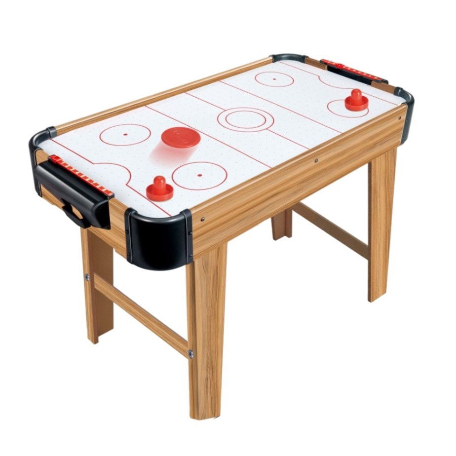 Jocuri de societate - Masa Air Hockey Graffiti cu Picioare Lungi, Flippy, Lemn, 2 Pucuri, Tabela Scor, 2 Impingatoare, 76x38x61 cm, Maro