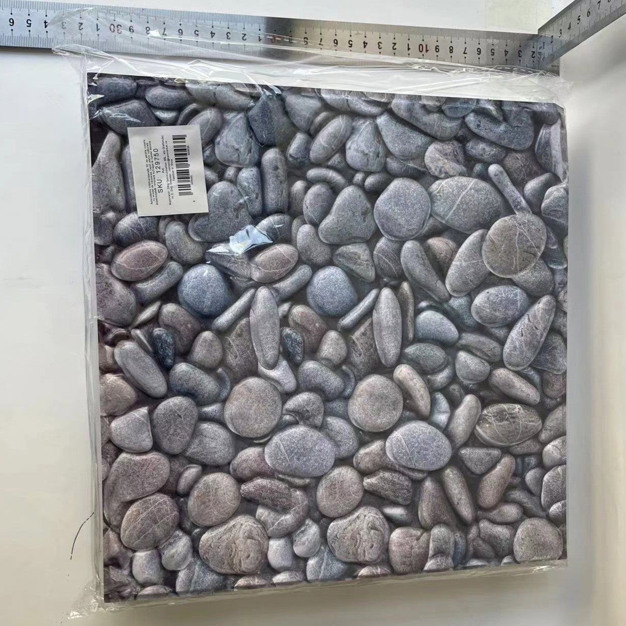 Set 10 x Placi Tapet Autocolant 3D cu Imitatie de Pietre Mici, pentru Perete Bucatarie Sufragerie, Usor de Curatat, Rezistent la Apa, Autoadeziv, 30x30 cm, Gri [5]