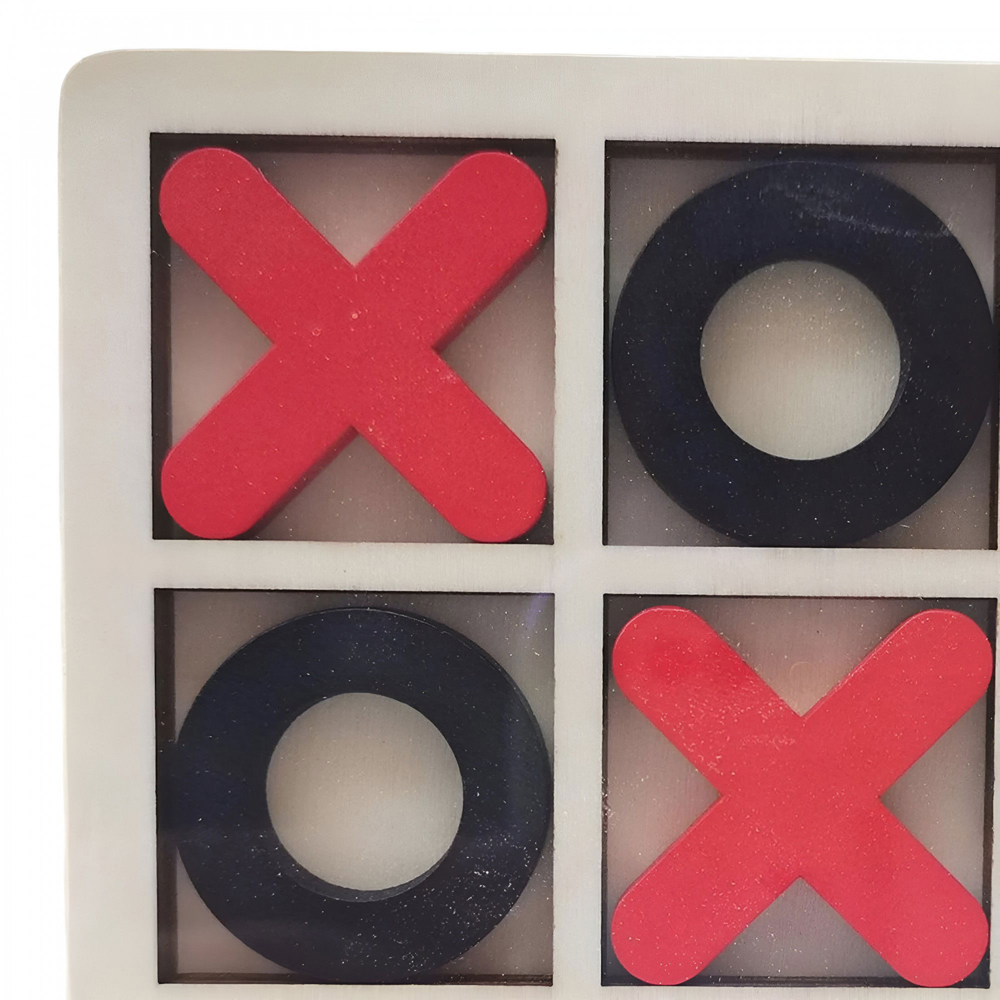 Jucarie Montessori Tic Tac Toe, Flippy, Educativa, Interactiva, din lemn, X si O, 9 Piese, 14.3x14.3 cm, Negru Rosu [3]