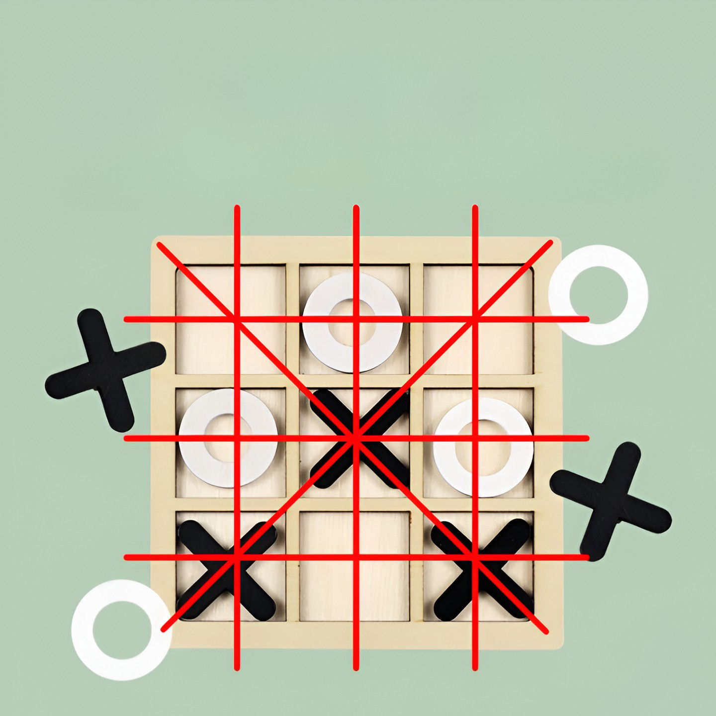 Jucarie Montessori Tic Tac Toe, Flippy, Educativa, Interactiva, din lemn, X si O, 9 Piese, 14.3x14.3 cm, Negru Alb [3]