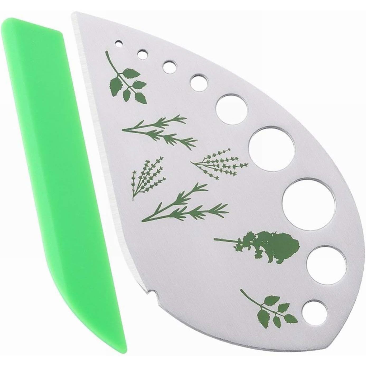 Pentru casa - Tocator manual pentru ierburi Flippy, instrument de curatat frunze, margini ascutie, 9 gauri de diferite dimensiuni, multifunctional, material otel inoxidabil, maner ergonomic, rezistent la rugina, 12