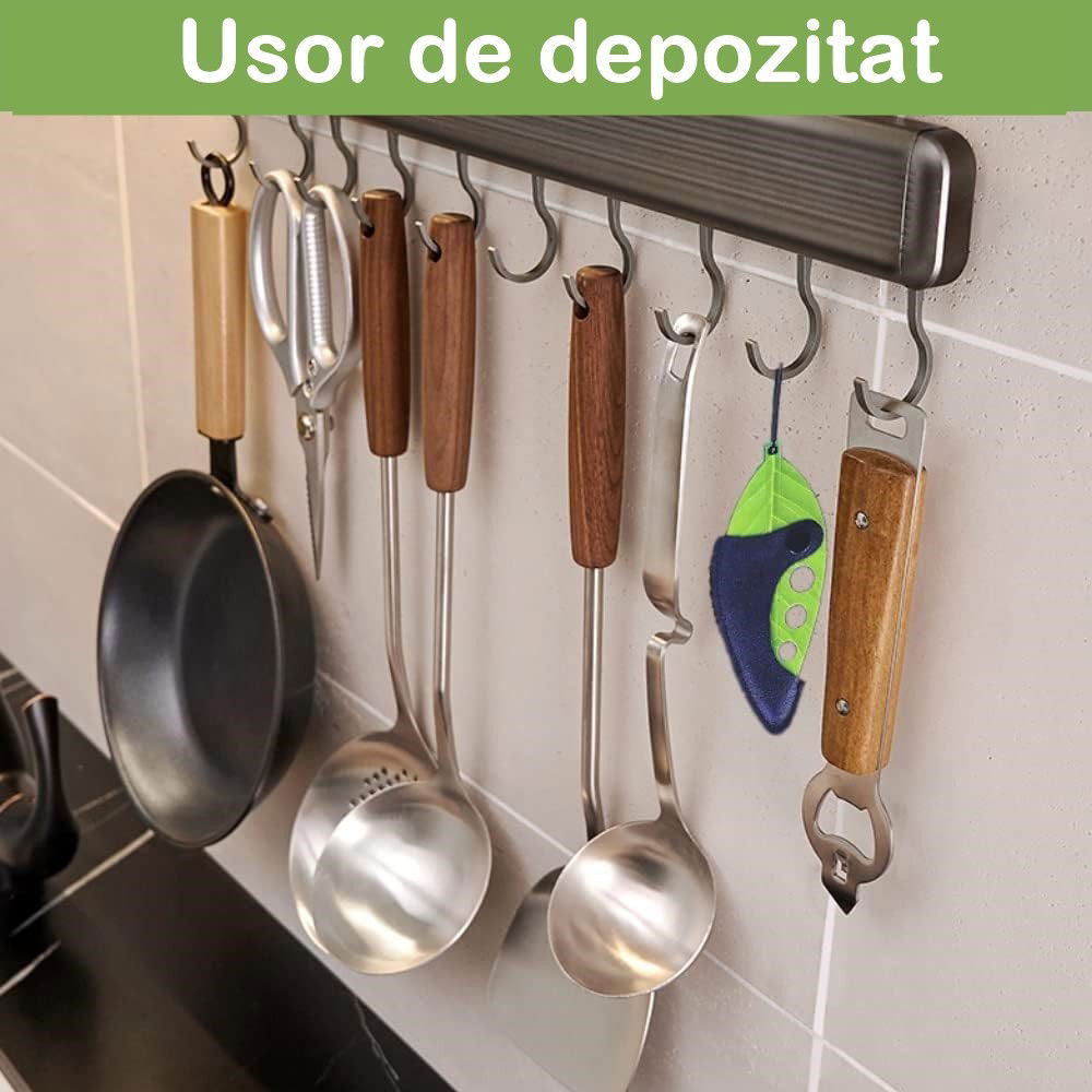 Pentru casa - Tocator manual pentru ierburi Flippy, instrument de curatat frunze, tocator, margini ascutie, 9 gauri de diferite dimensiuni, multifunctional, material otel inoxidabil, rezistent la rugina, 14 x 5.5 c