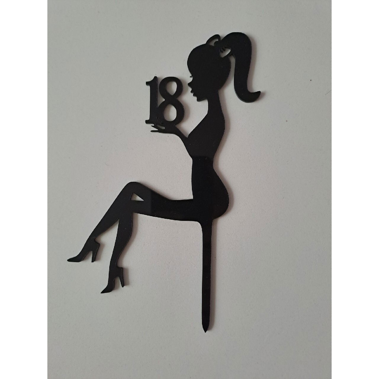 Decoratiune Topper pentru Tort, Flippy, Model Fata 18 Ani, Dimensiuni 16x11.5 cm, Tematica Majorat, Negru [4]