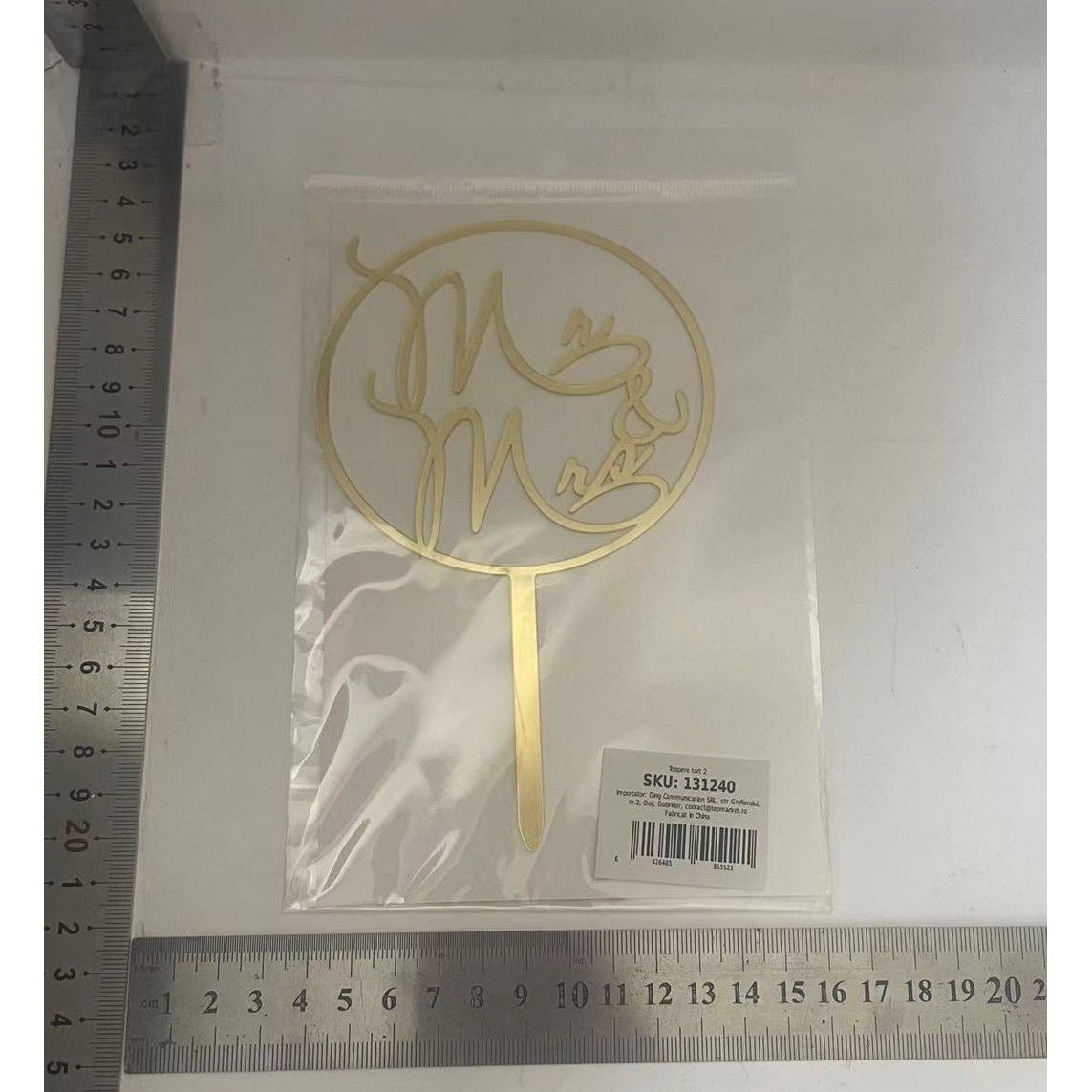 Topper Tort, Flippy, Model 2 Mr&amp;Mrs, din Plastic, Auriu [3]
