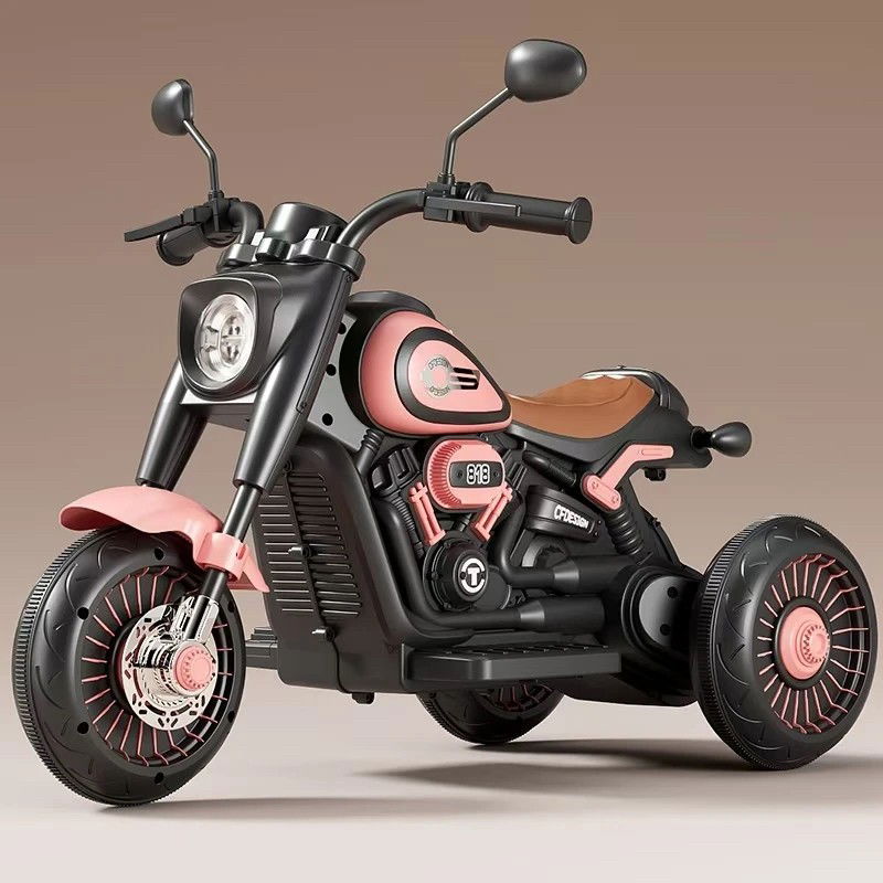 Masinute, Triciclete si Masinute Electrice - Tricicleta Electrica pentru Copii, Flippy, Tricicleta DUAL-DRIVE 380*2 Baterie 6V 4.5, Bluetooth, Sistem Anti-Rasturnare, Sistem de Lumini si Sunet, 5+ Ani, 80 x 60 x 42 cm, Roz Negru