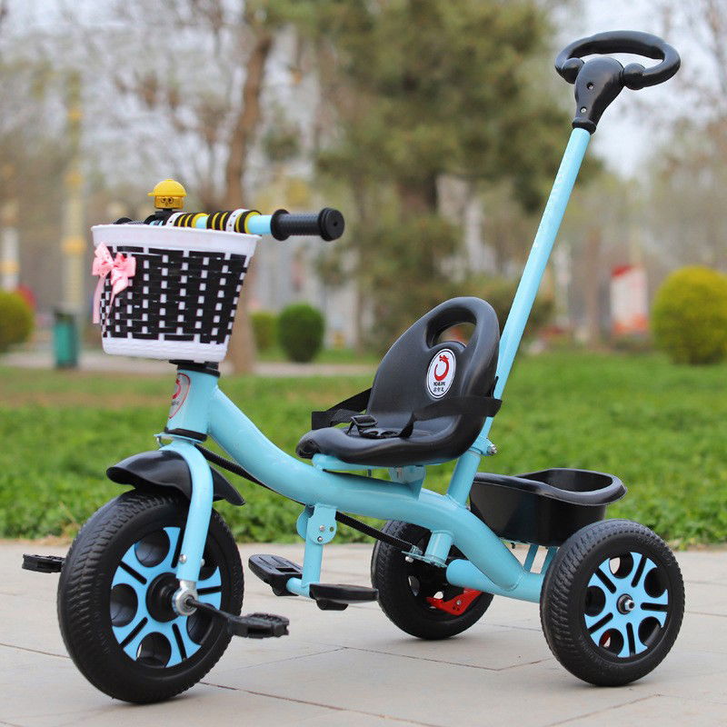 Triciclete - Tricicleta pentru Copii, Flippy, Tricicleta Model Mickey, Ghidon cu Cos pentru Depozitare, Maner Impingere, Varsta 1-5 Ani, 80 x 60 x 53 cm, Albastru