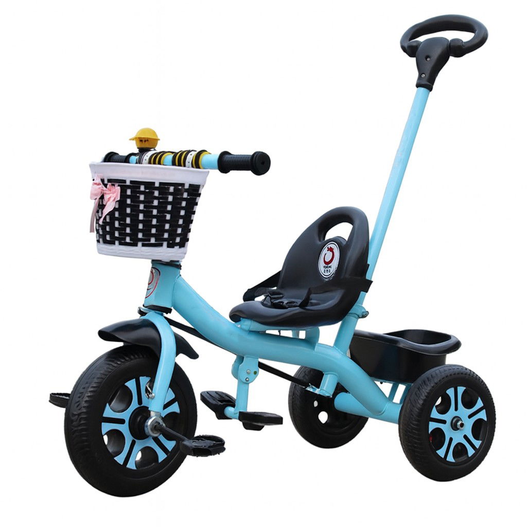 TeoMarket - Tricicleta pentru Copii, Flippy, Tricicleta Model Mickey, Ghidon cu Cos pentru Depozitare, Maner Impingere, Varsta 1-5 Ani, 80 x 60 x 53 cm, Albastru