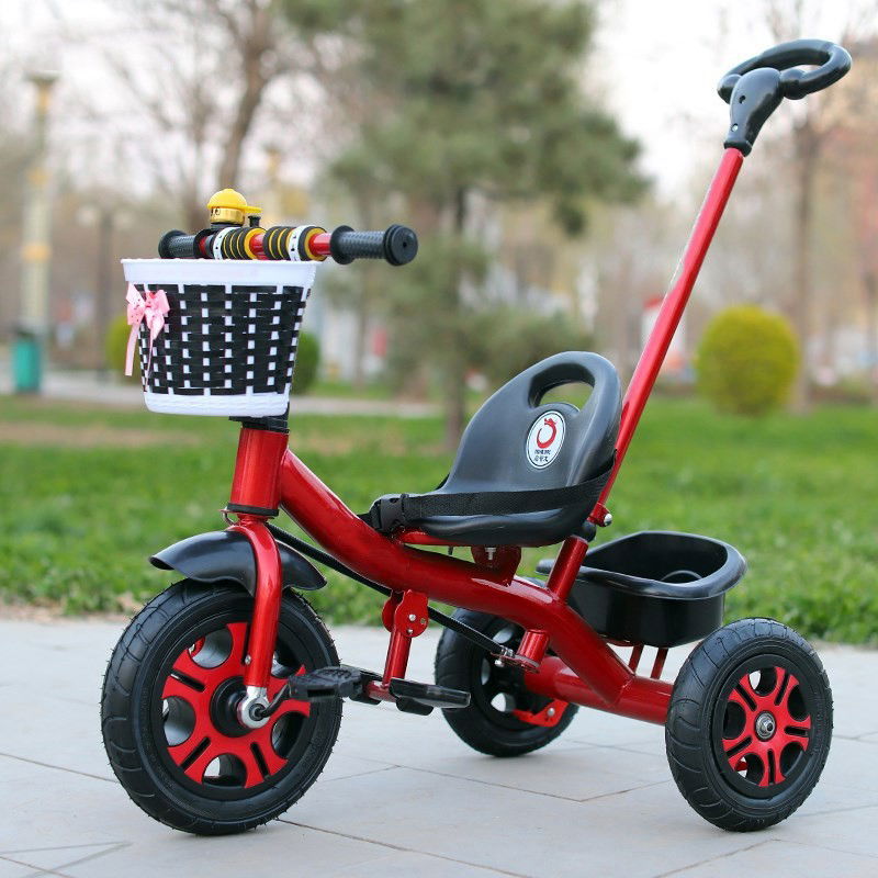 Triciclete - Tricicleta pentru Copii, Flippy, Tricicleta Model Mickey, Ghidon cu Cos pentru Depozitare, Maner Impingere, Varsta 1-5 Ani, 80 x 60 x 53 cm, Rosu